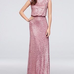 Long Sequin Blouson Dress